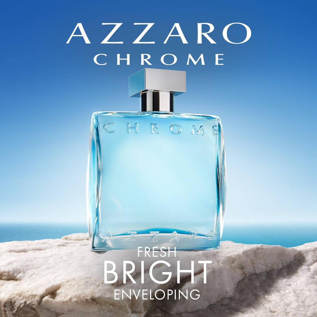 Azzaro Chrome Eau de Toilette - Fresh Aquatic Mens Cologne - Citrus, Woody, Musky Fragrance