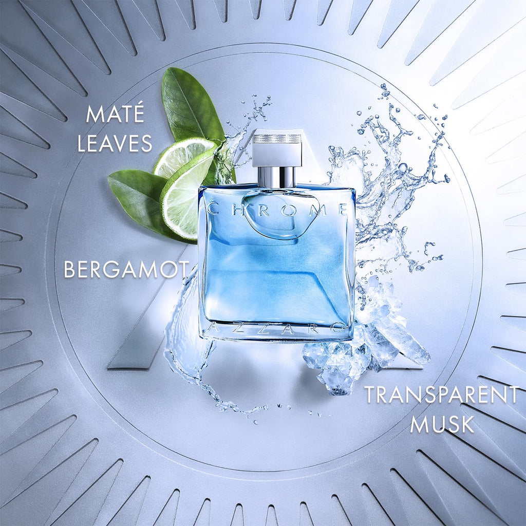 Azzaro Chrome Eau de Toilette - Fresh Aquatic Mens Cologne - Citrus, Woody, Musky Fragrance